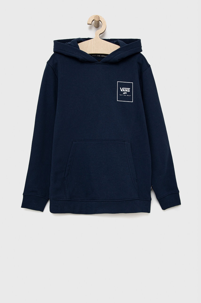 Vans hanorac de bumbac pentru copii culoarea albastru marin, neted
