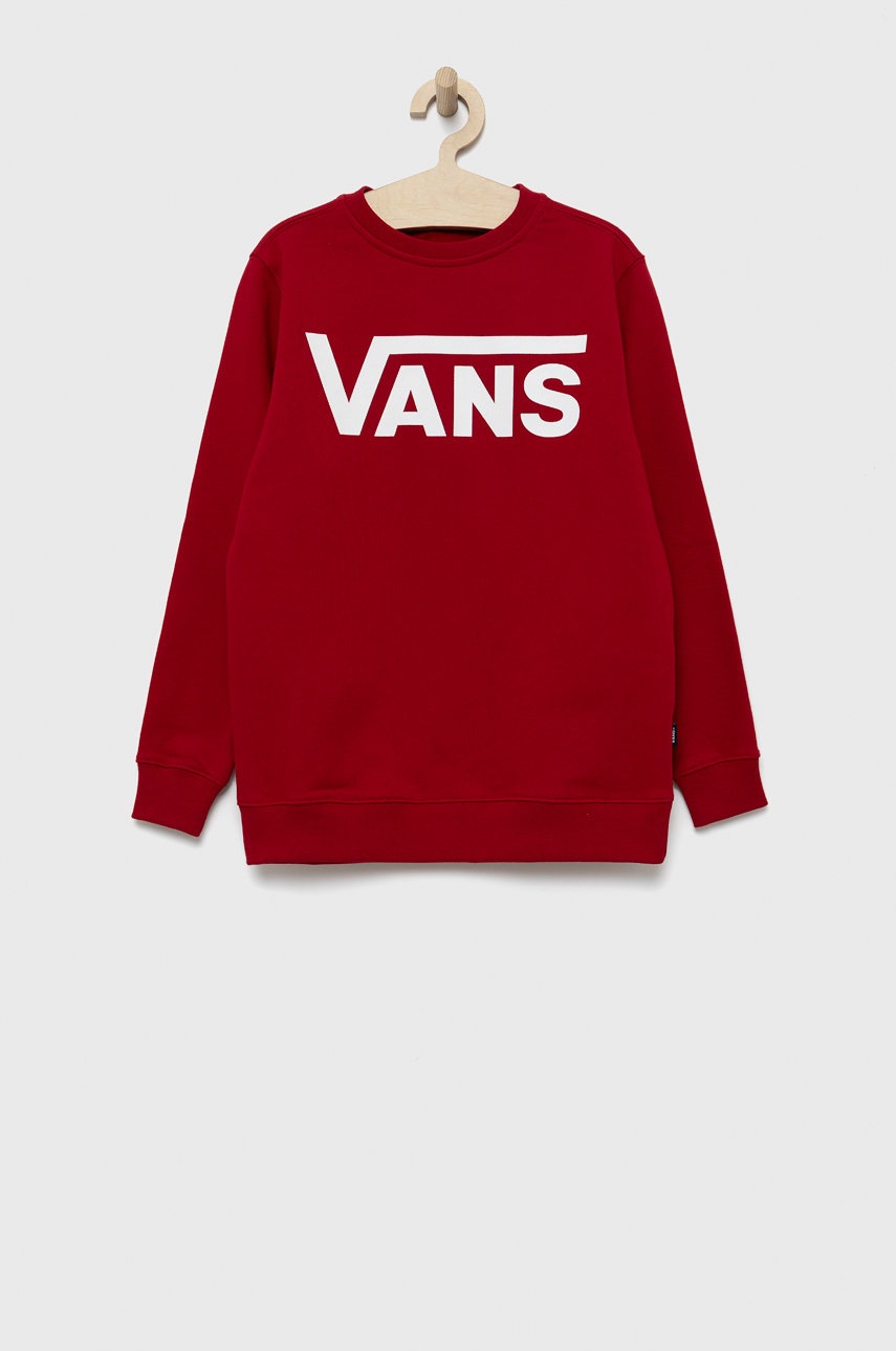 

Детски памучен суичър Vans в червено с принт, Червен
