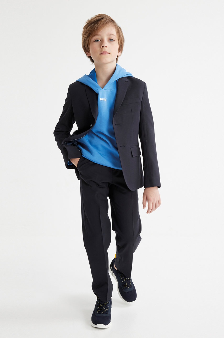 

Детски суичър BOSS с изчистен дизайн, Син