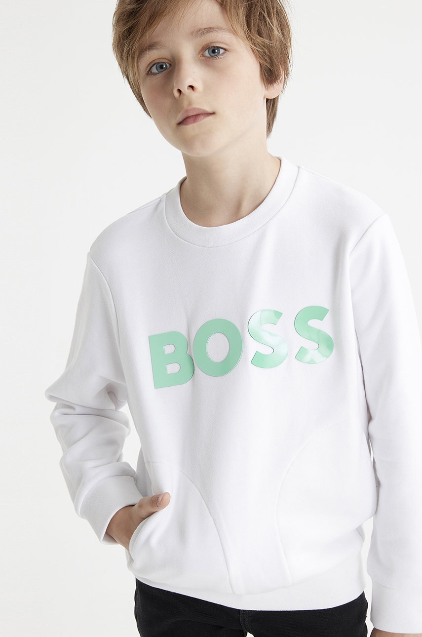 

Детская кофта Boss цвет белый с принтом