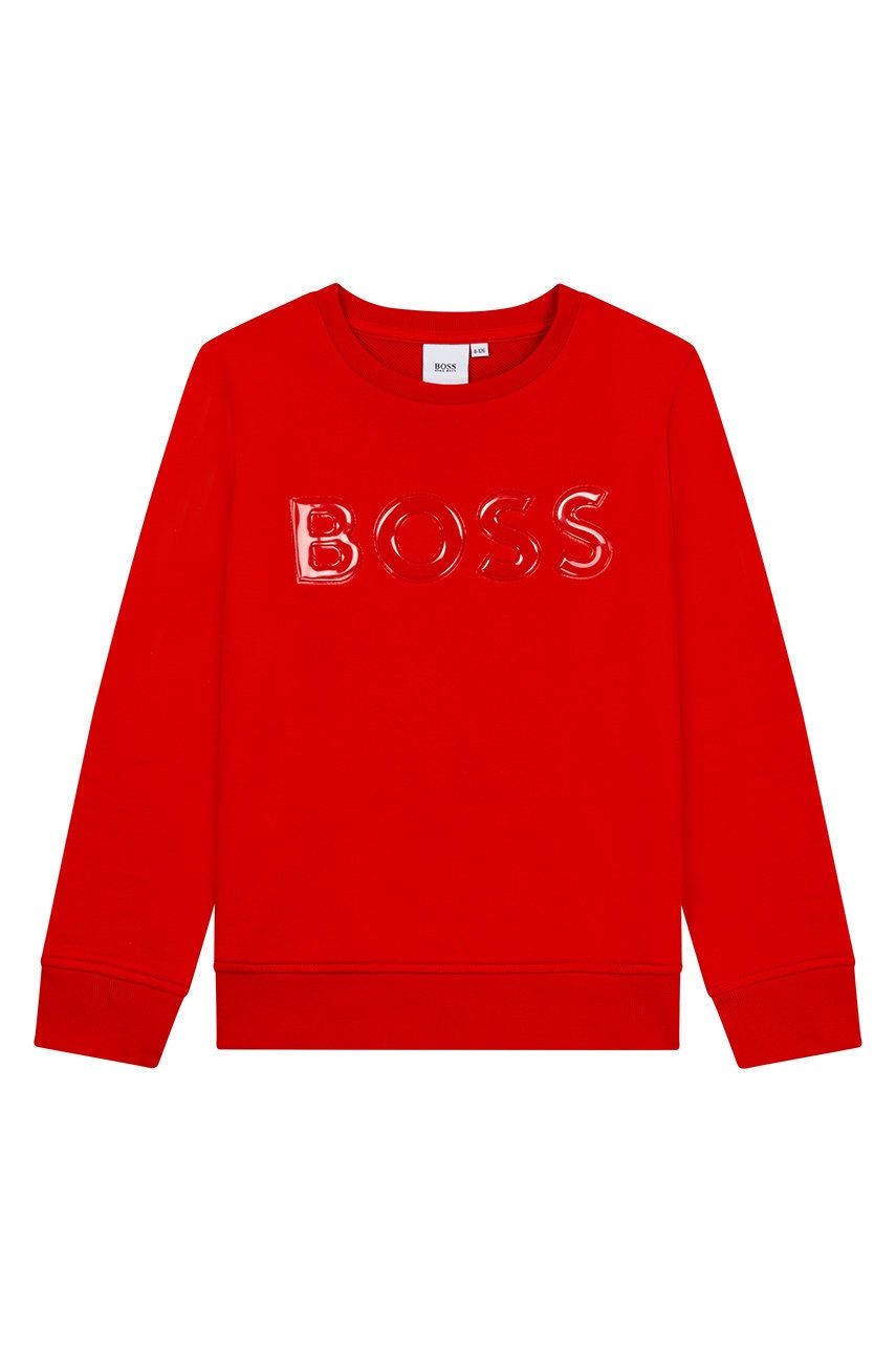 

Детски суичър BOSS в червено с апликация, Червен