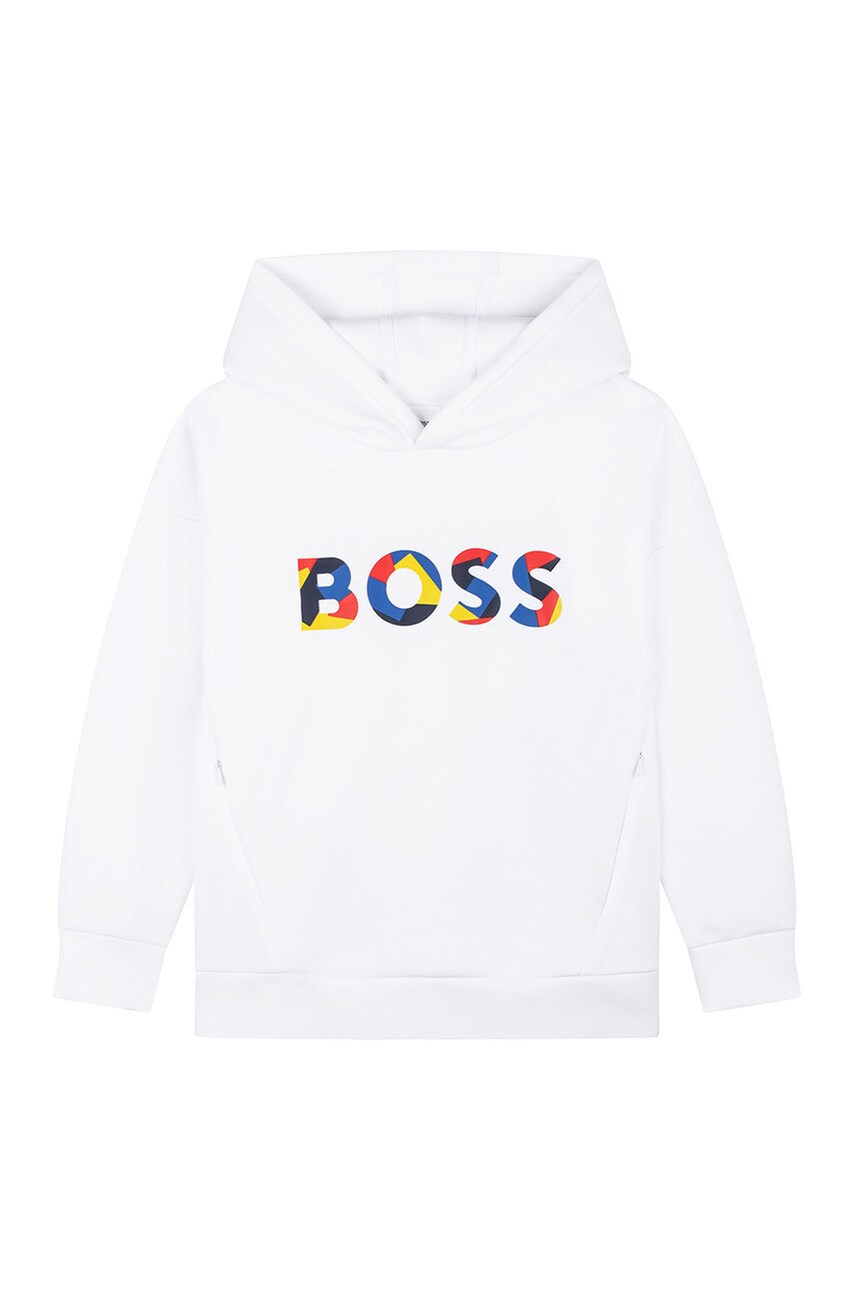 

Детская кофта BOSS цвет белый с принтом