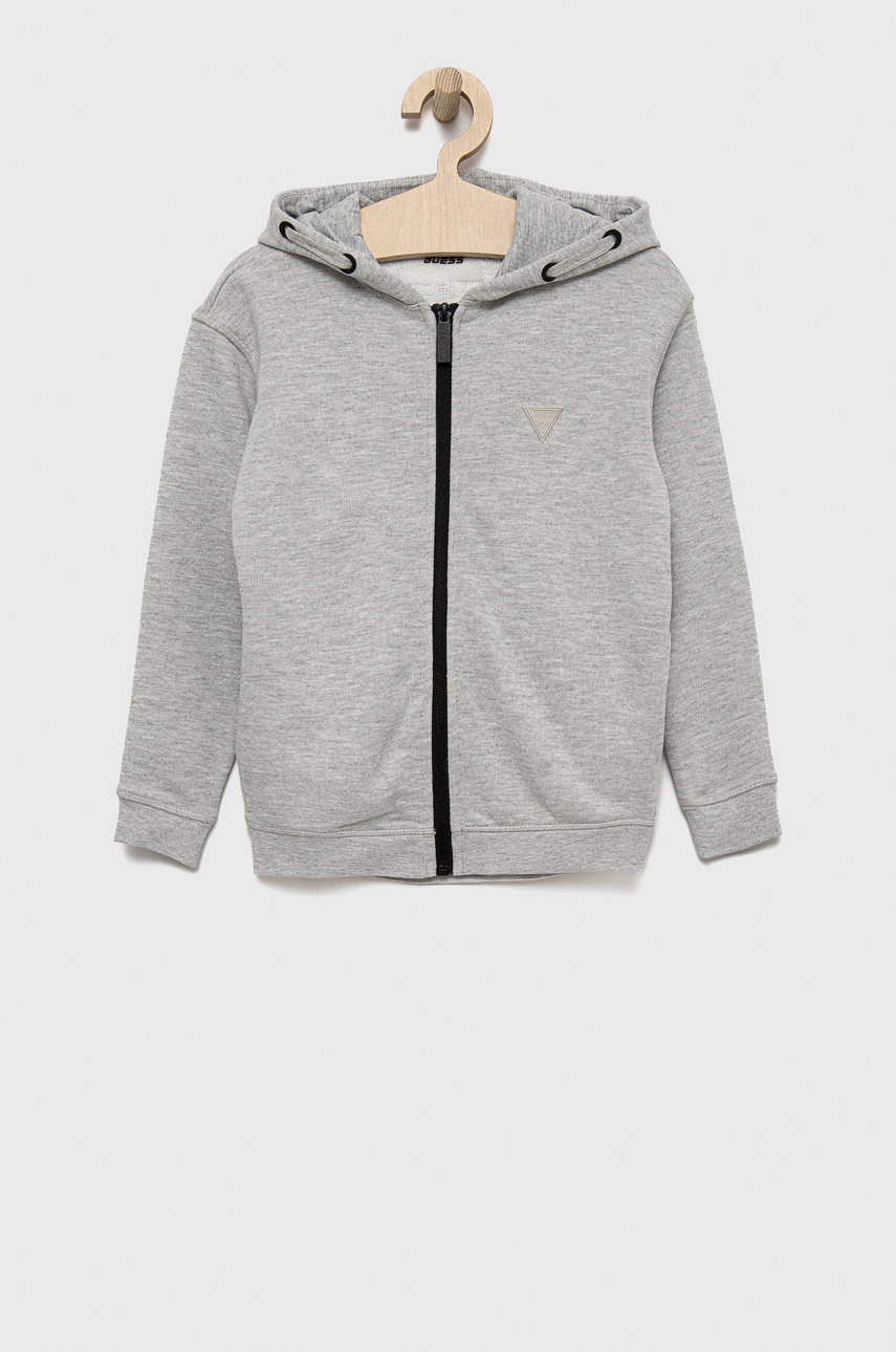 

Детски суичър Guess в сиво с изчистен дизайн, Сив