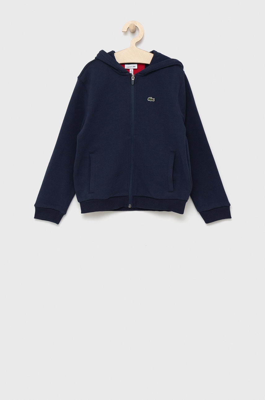 Lacoste bluza copii culoarea albastru marin, neted
