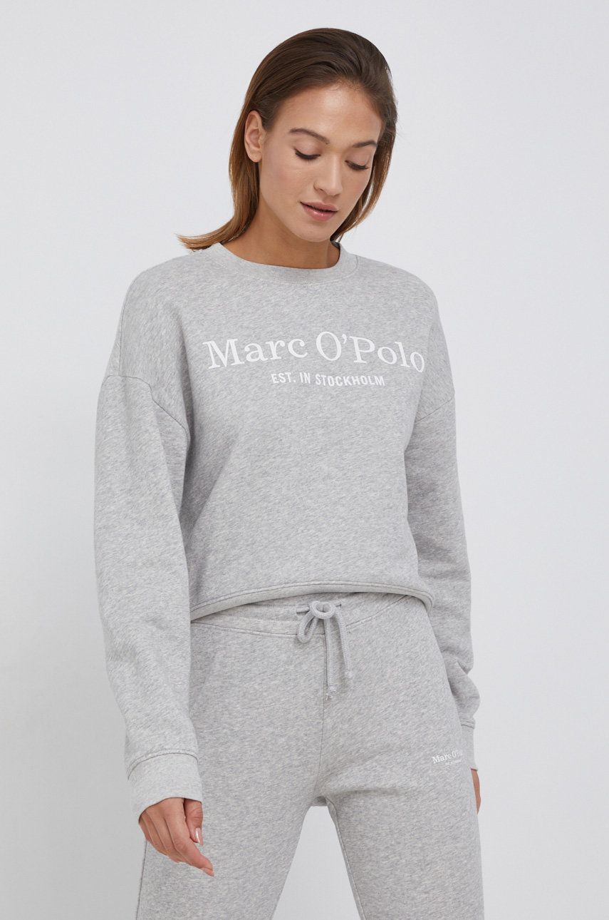 Marc O’Polo Hanorac de bumbac femei, culoarea gri, cu imprimeu answear.ro imagine 2022 13clothing.ro