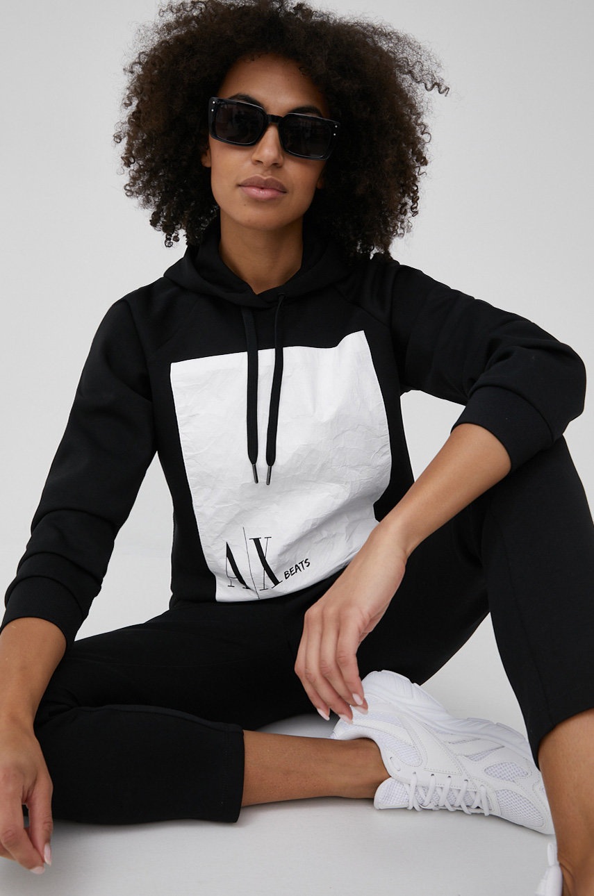 

Суичър Armani Exchange в черно с апликация, Черен