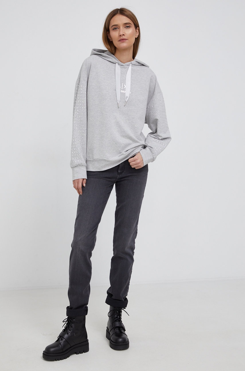

Кофта Armani Exchange женская цвет серый с аппликацией