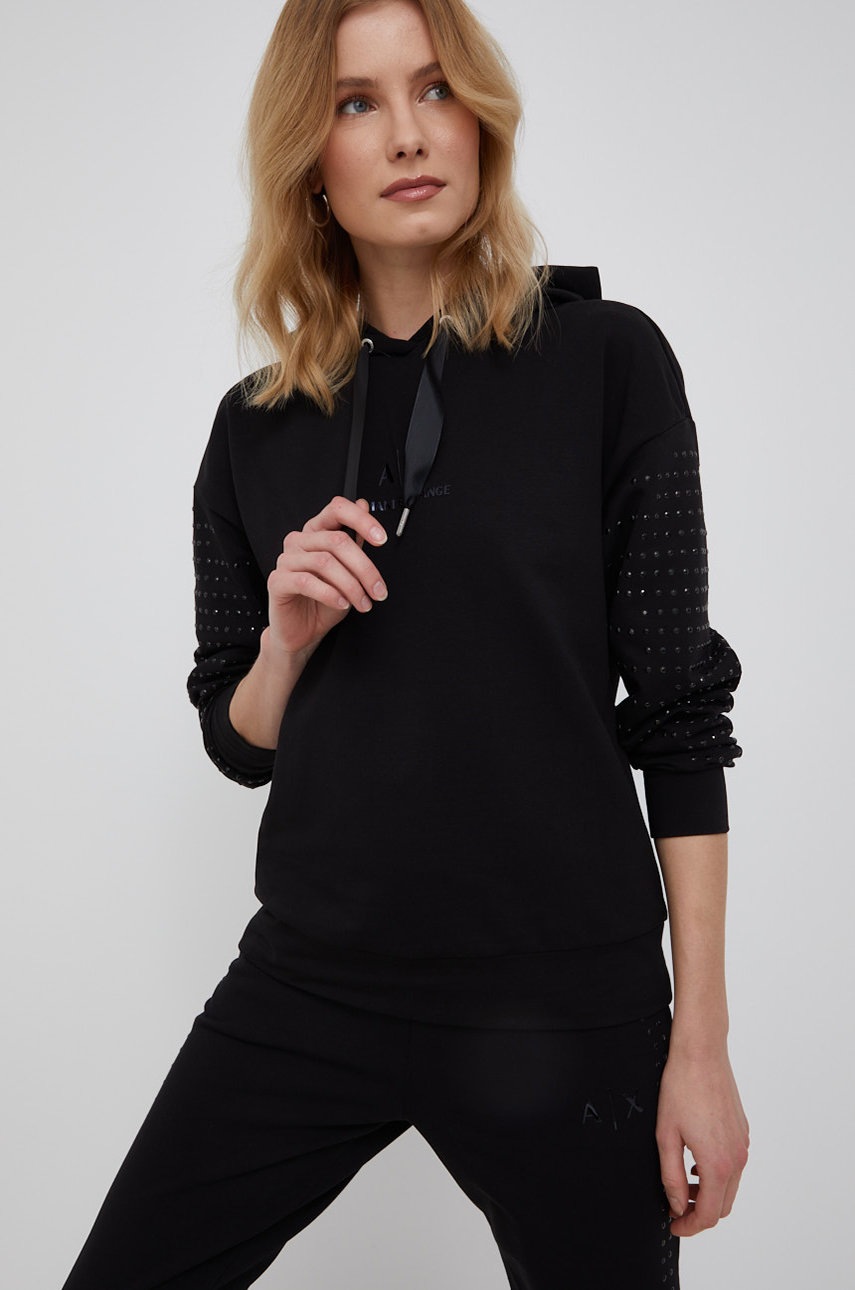 

Кофта Armani Exchange женская цвет чёрный с аппликацией