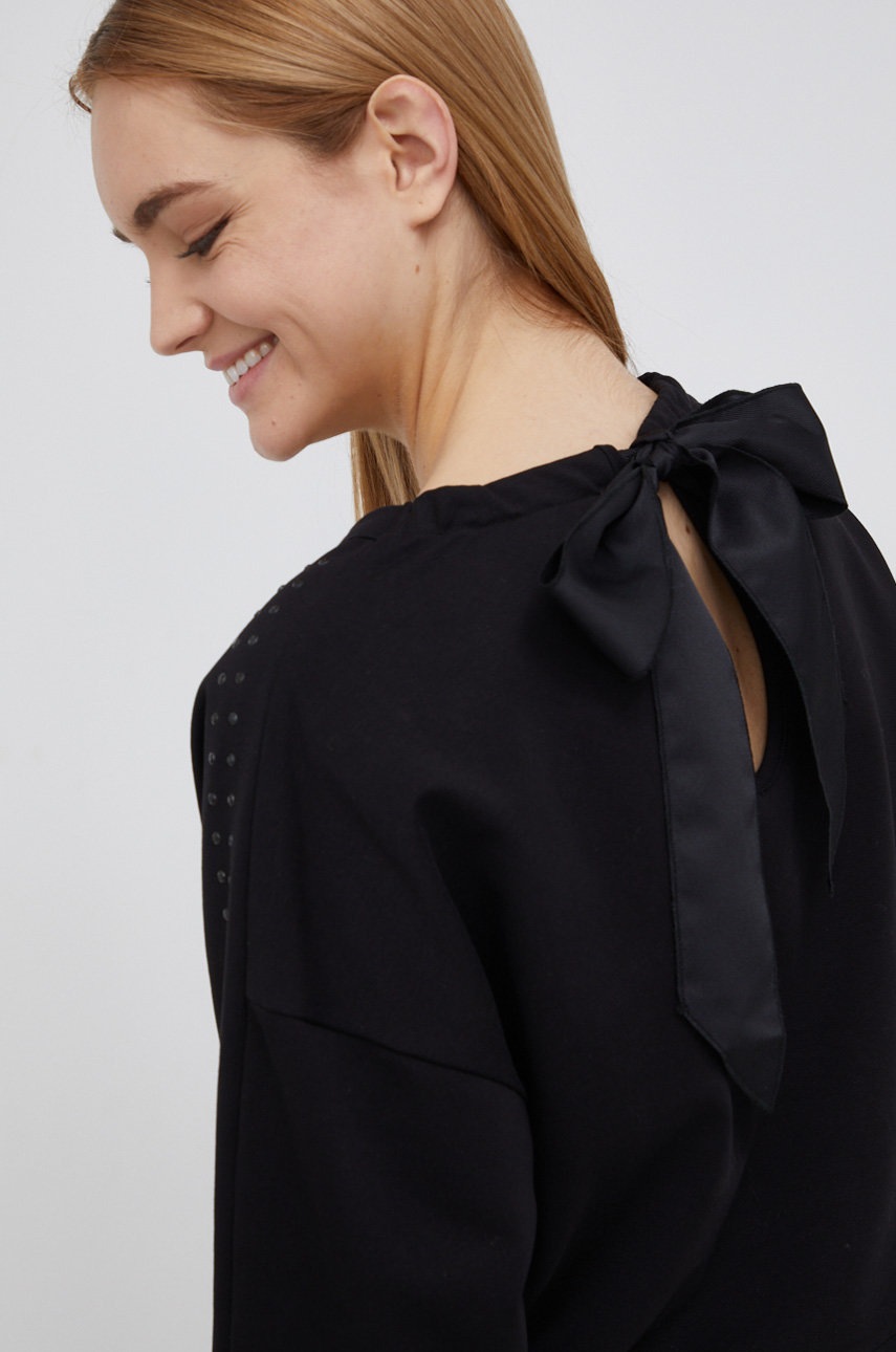 Armani exchange bluză femei, culoarea negru, cu imprimeu
