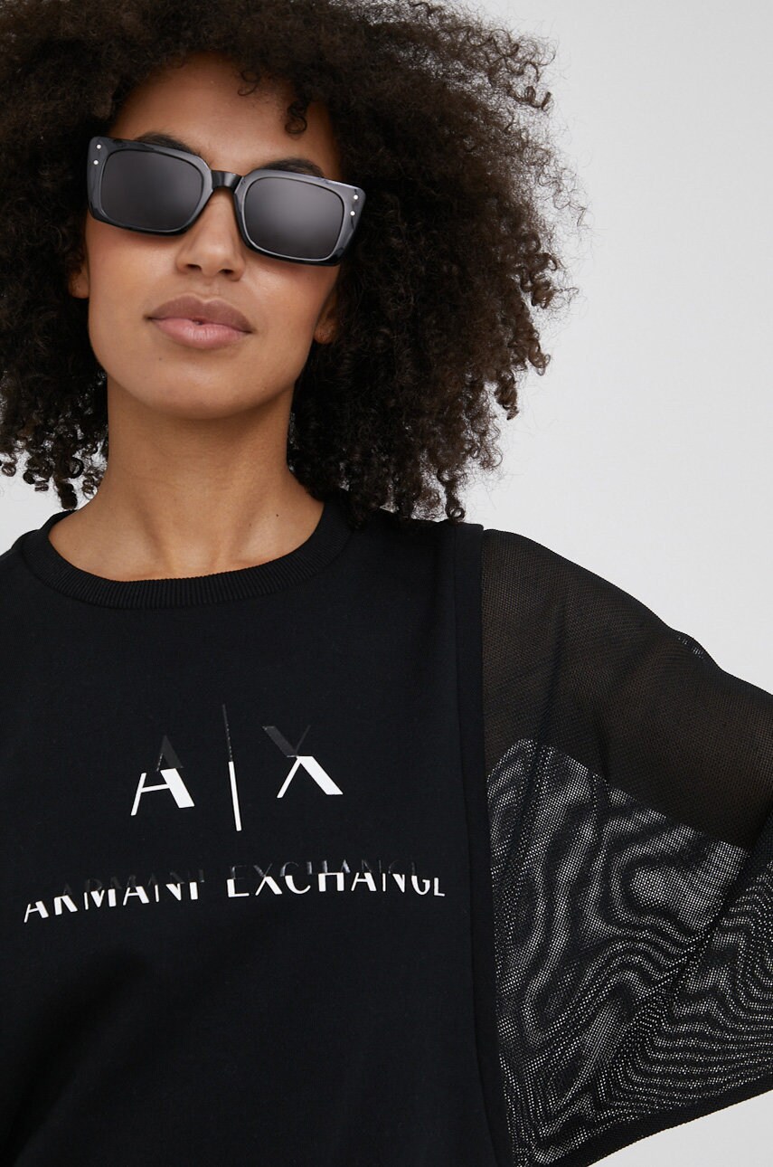 

Кофта Armani Exchange жіноча колір чорний з принтом