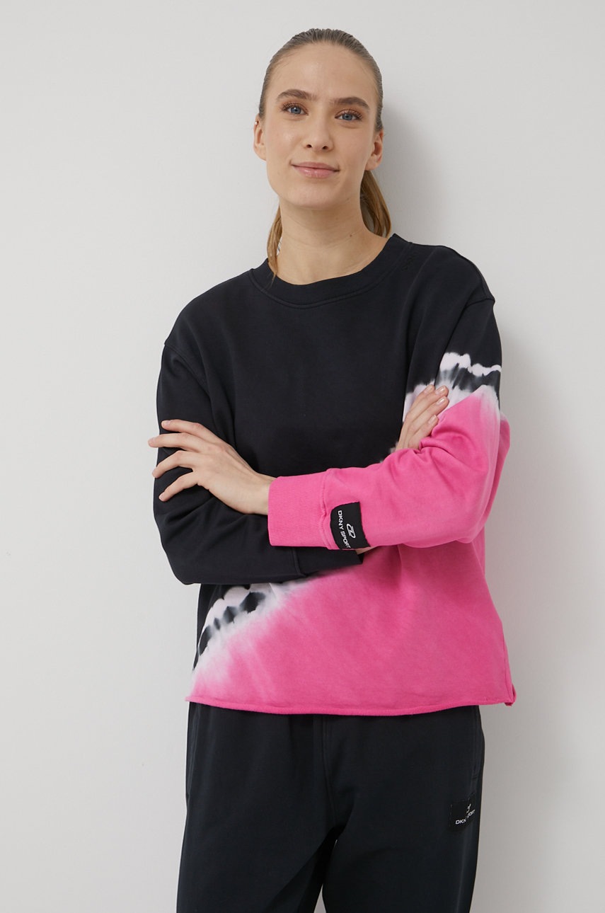 

Хлопковая кофта Dkny женская цвет розовый узор