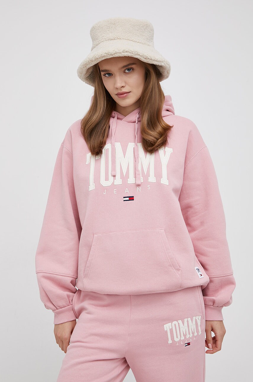 

Кофта Tommy Jeans женская цвет розовый с аппликацией