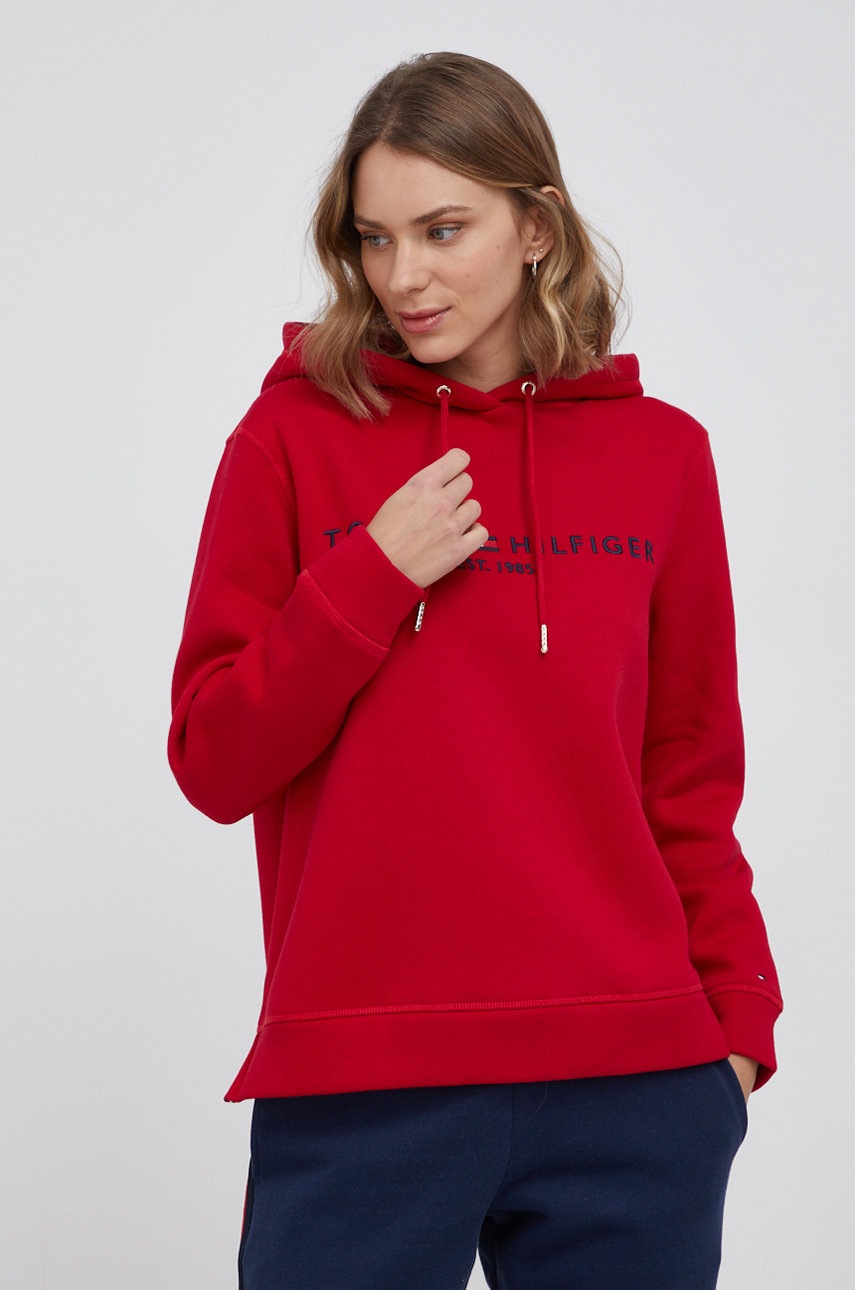 

Суичър Tommy Hilfiger дамски в червено с апликация, Червен