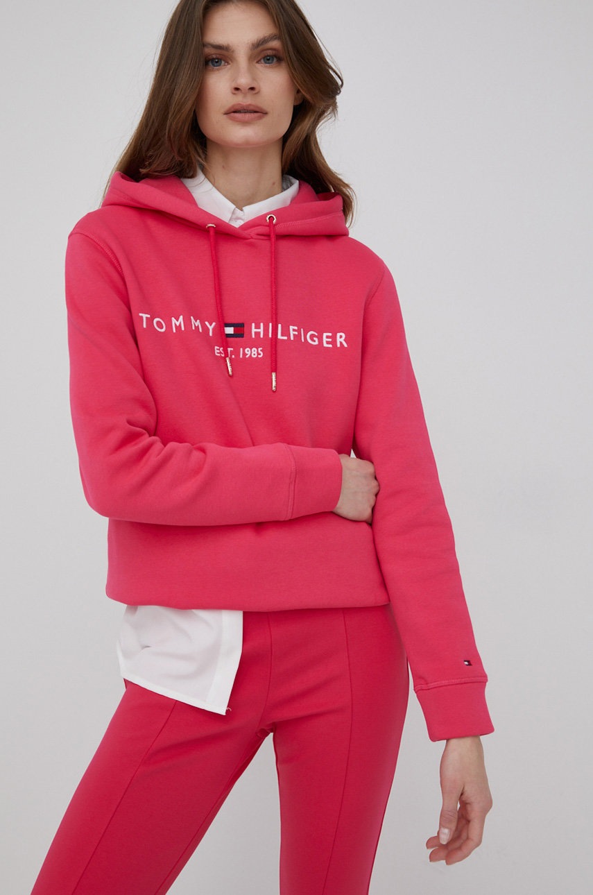 

Суичър Tommy Hilfiger дамски в розово с апликация, Розов