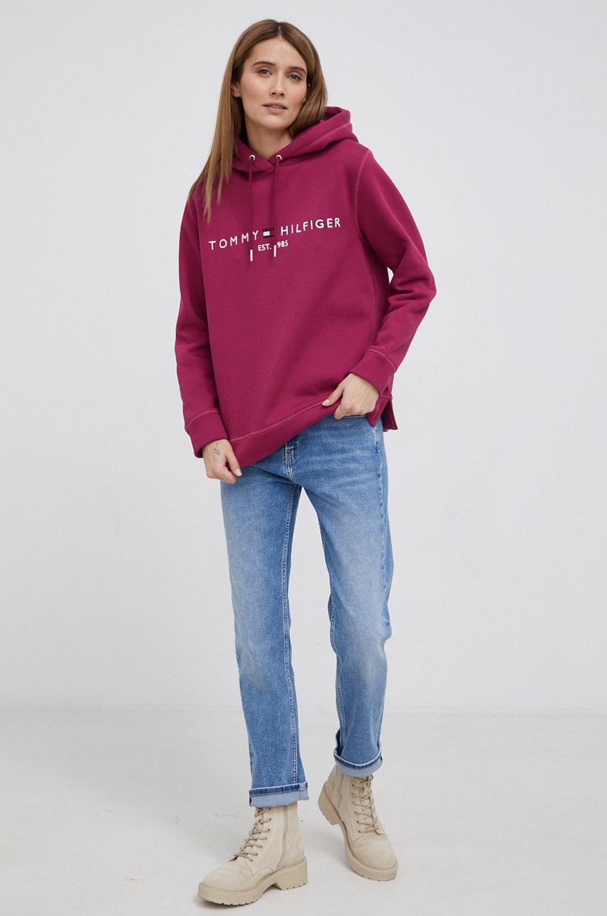 

Кофта Tommy Hilfiger женская цвет фиолетовый с аппликацией