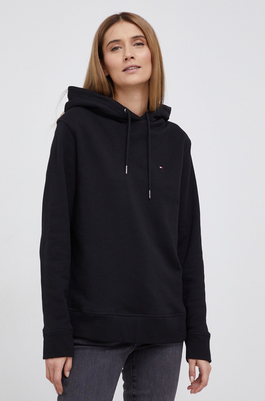 

Бавовняна кофта Tommy Hilfiger жіноча колір чорний гладка