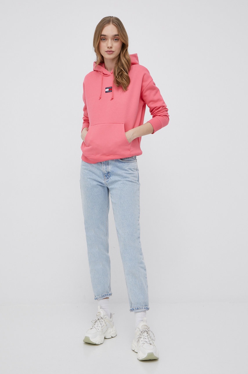 

Бавовняна кофта Tommy Jeans жіноча колір рожевий однотонна