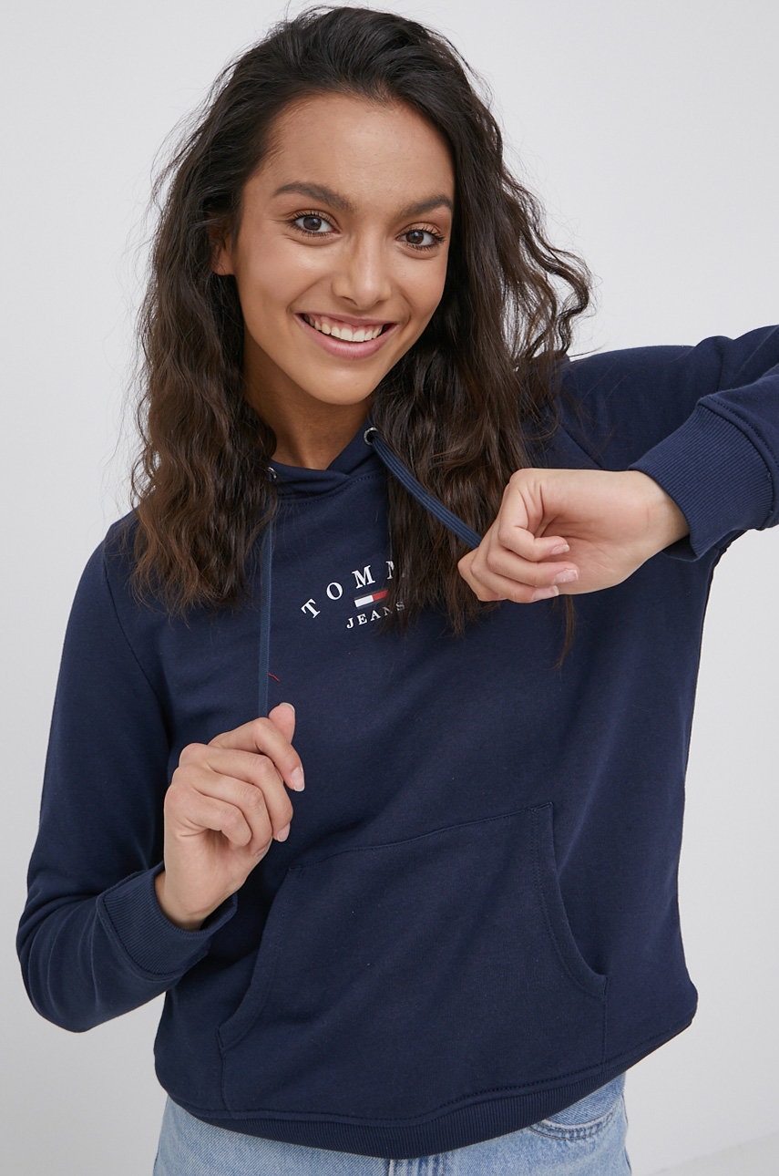 

Суичър Tommy Jeans дамски в тъмносиньо с принт, Тъмносин