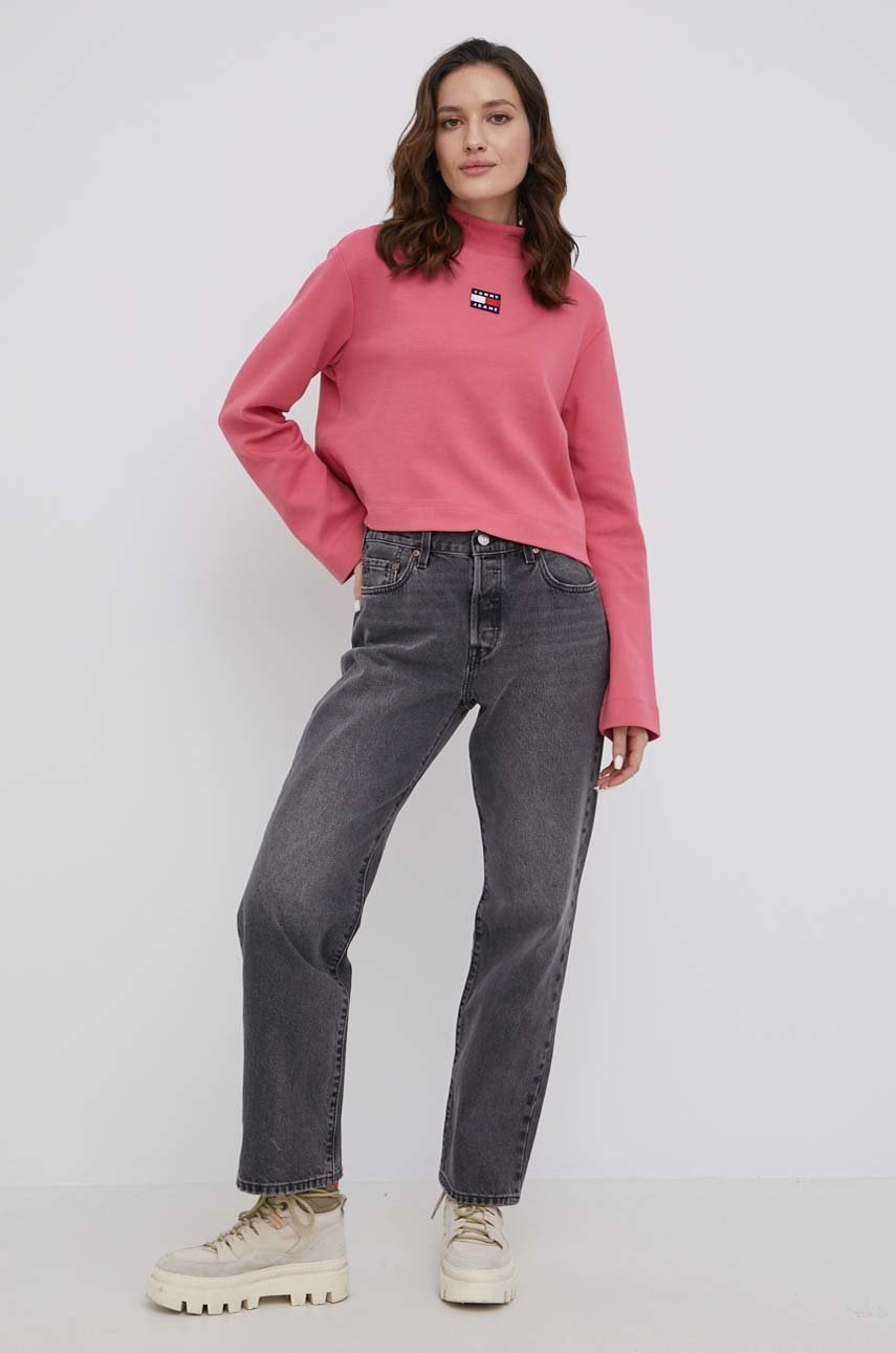 

Кофта Tommy Jeans женская цвет розовый однотонная