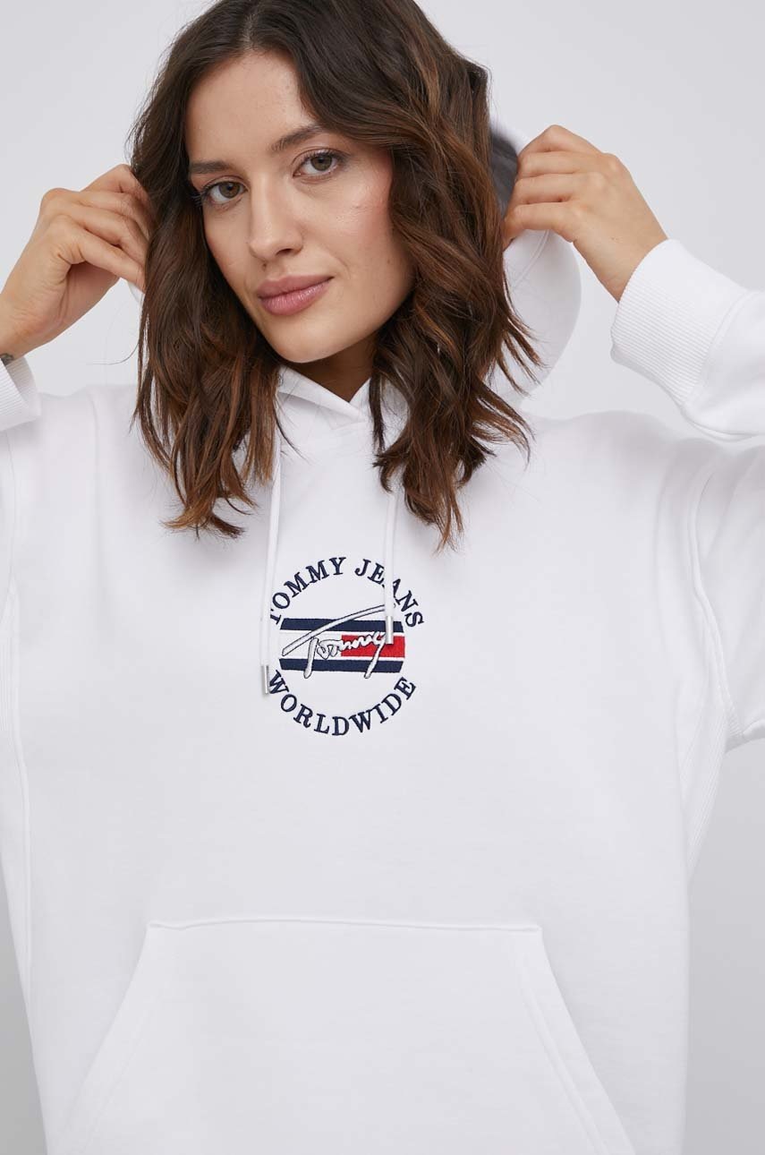 

Суичър Tommy Jeans дамски в бяло с апликация, Бял
