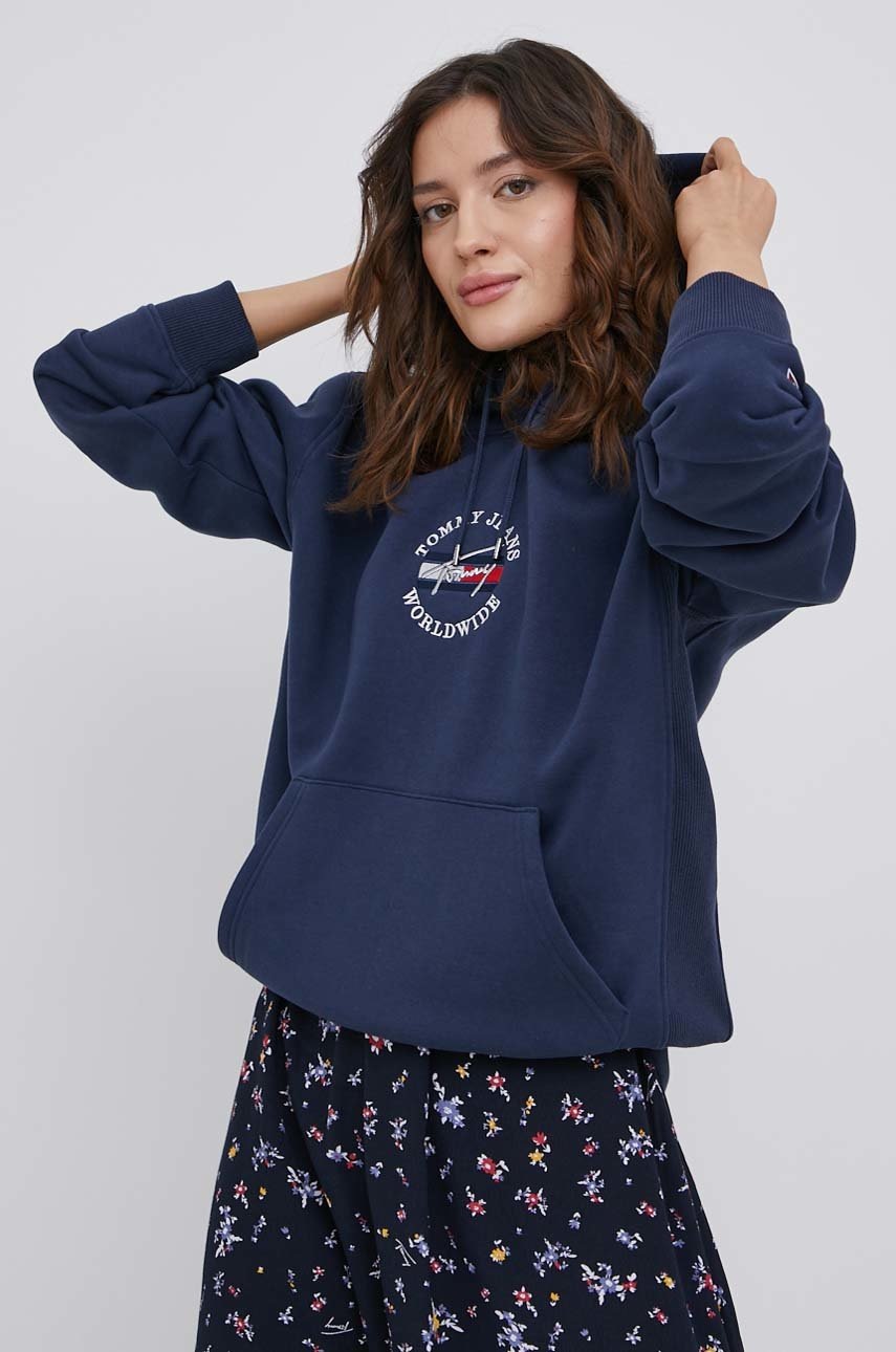 

Кофта Tommy Jeans женская цвет синий с аппликацией