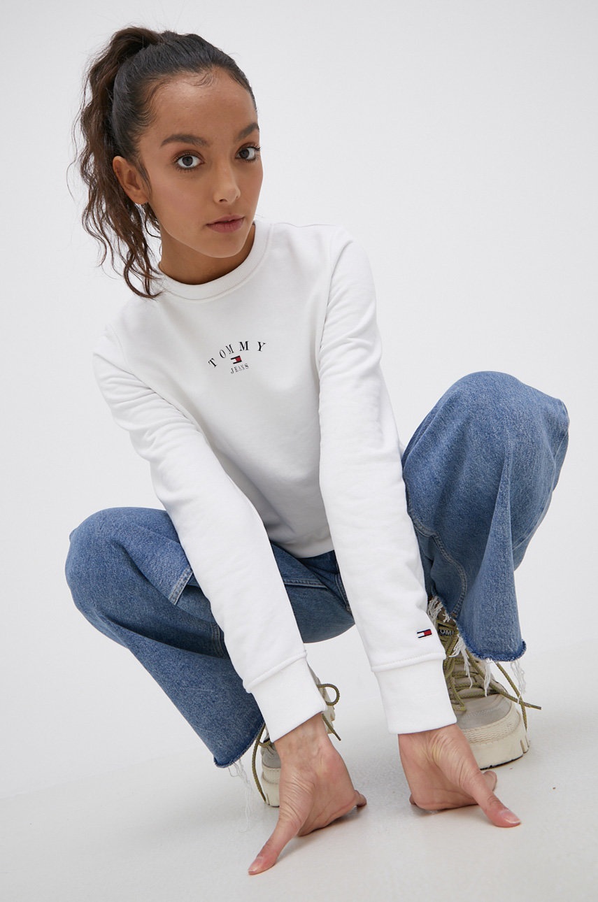 

Суичър Tommy Jeans дамски в бяло с принт, Бял