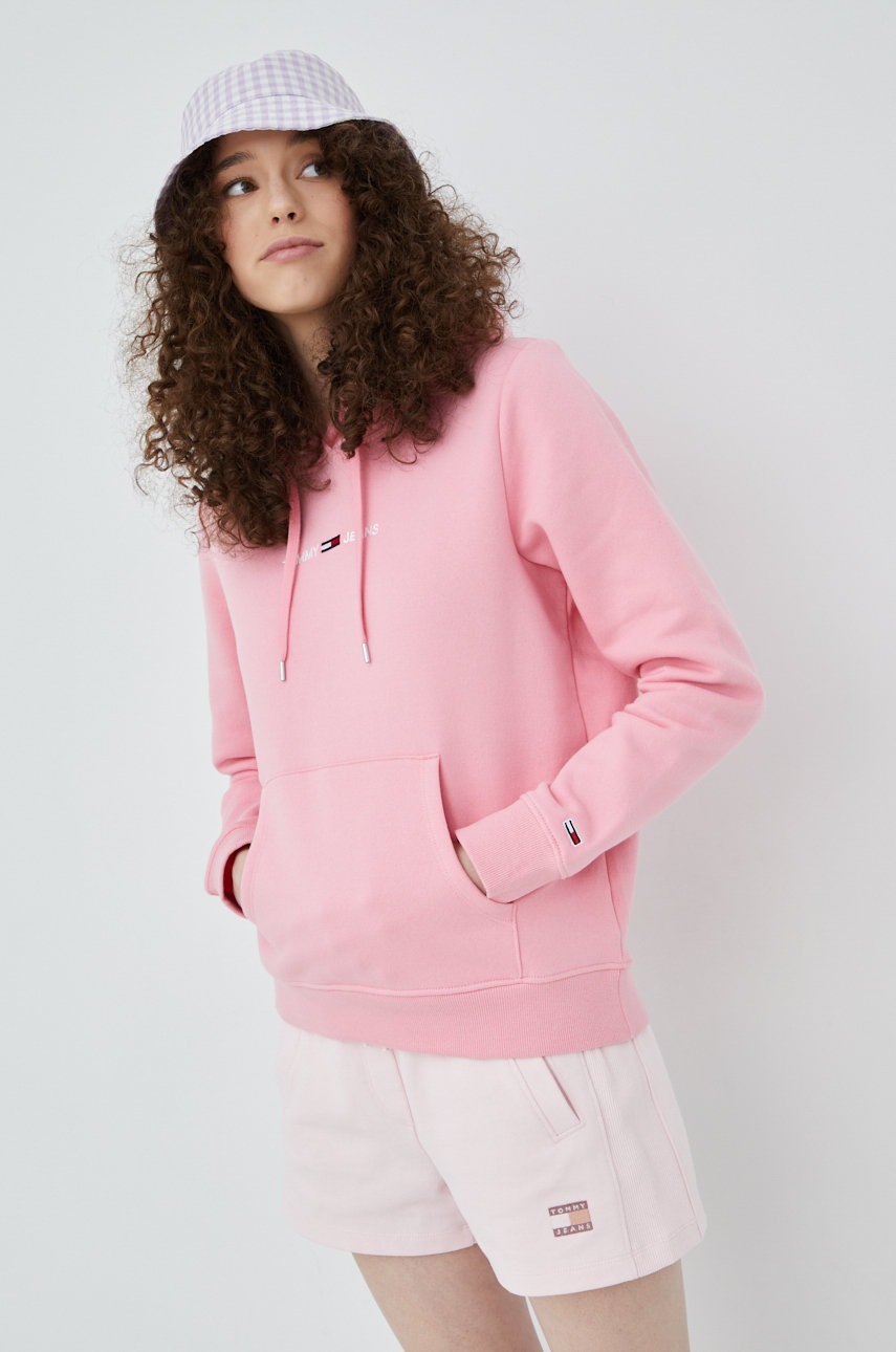 

Суичър Tommy Jeans в розово с изчистен дизайн, Розов