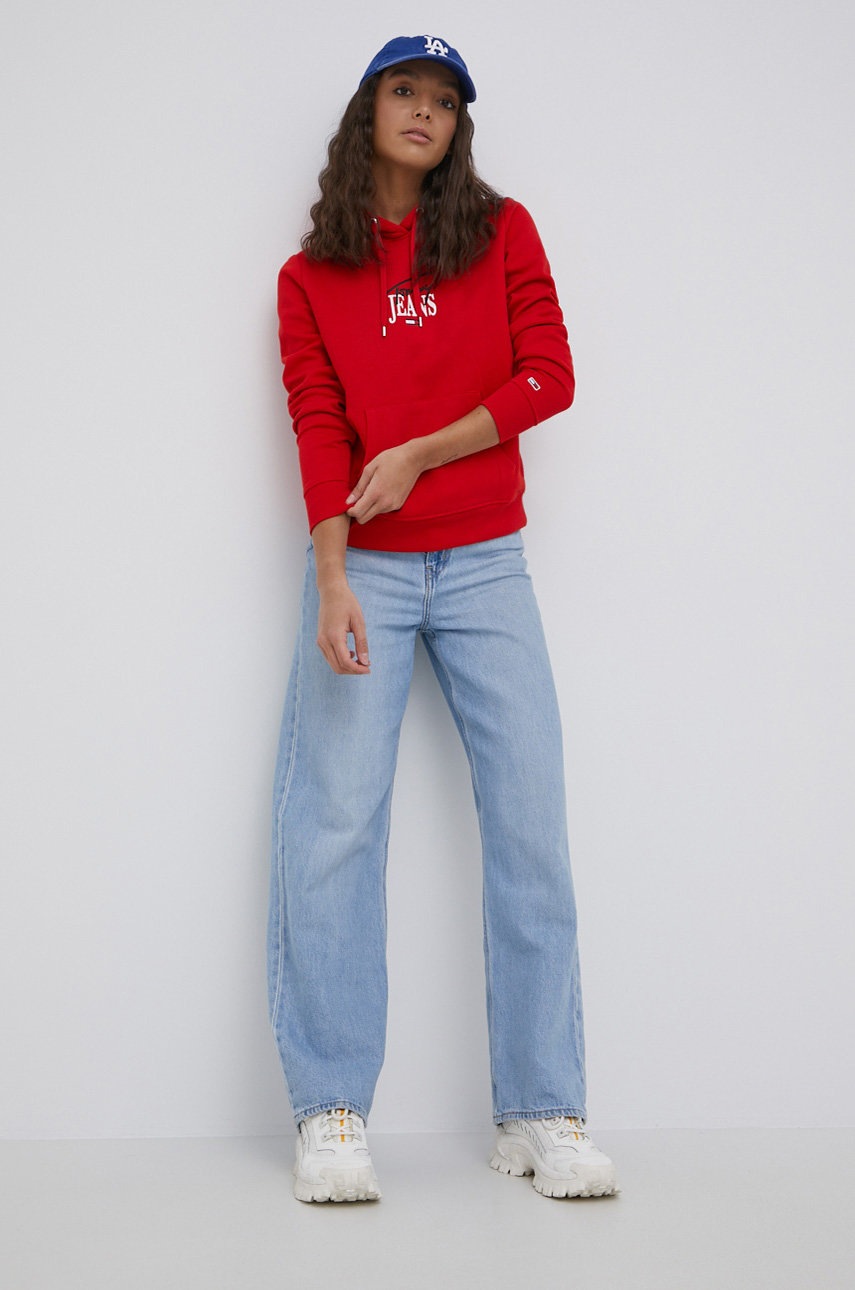 

Кофта Tommy Jeans жіноча колір червоний з принтом