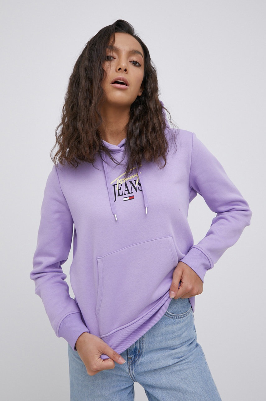 

Суичър Tommy Jeans дамски в лилаво с принт, Виолетов
