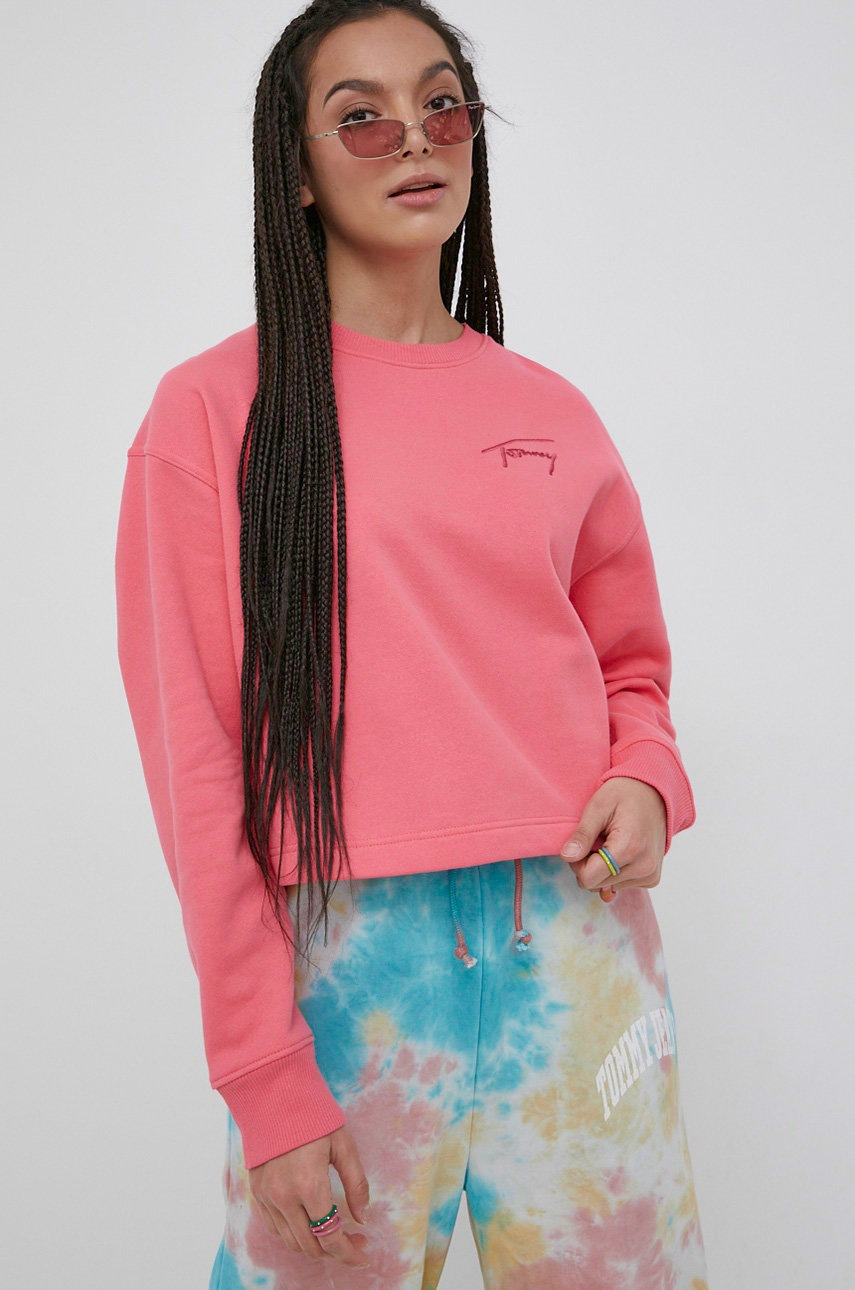

Кофта Tommy Jeans жіноча колір рожевий з аплікацією