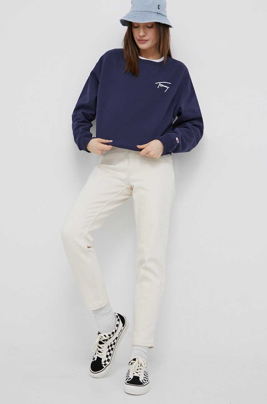 

Кофта Tommy Jeans женская цвет синий с аппликацией