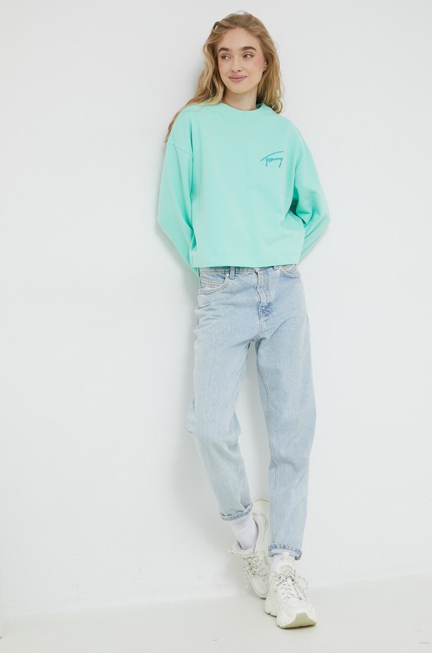 

Кофта Tommy Jeans жіноча колір бірюзовий з аплікацією