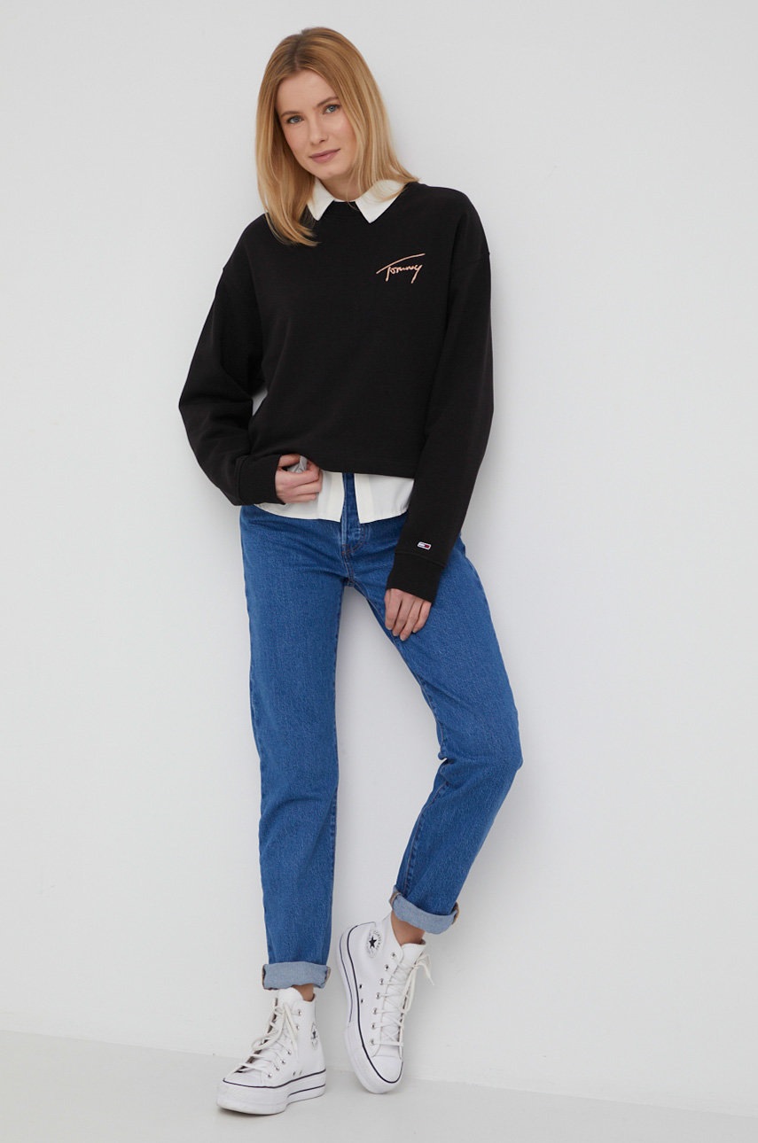 

Кофта Tommy Jeans женская цвет чёрный с аппликацией