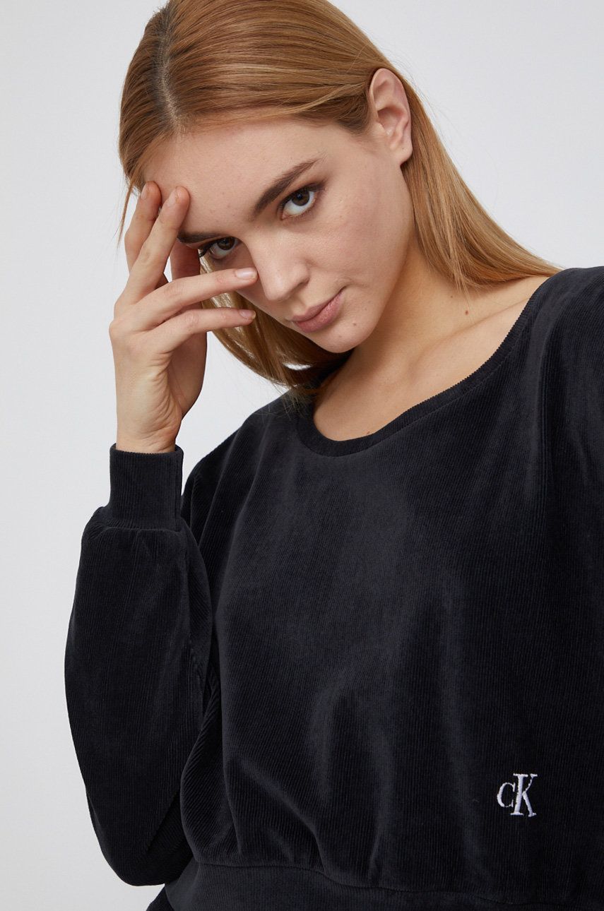 Calvin Klein Jeans Bluza damska kolor czarny gładka