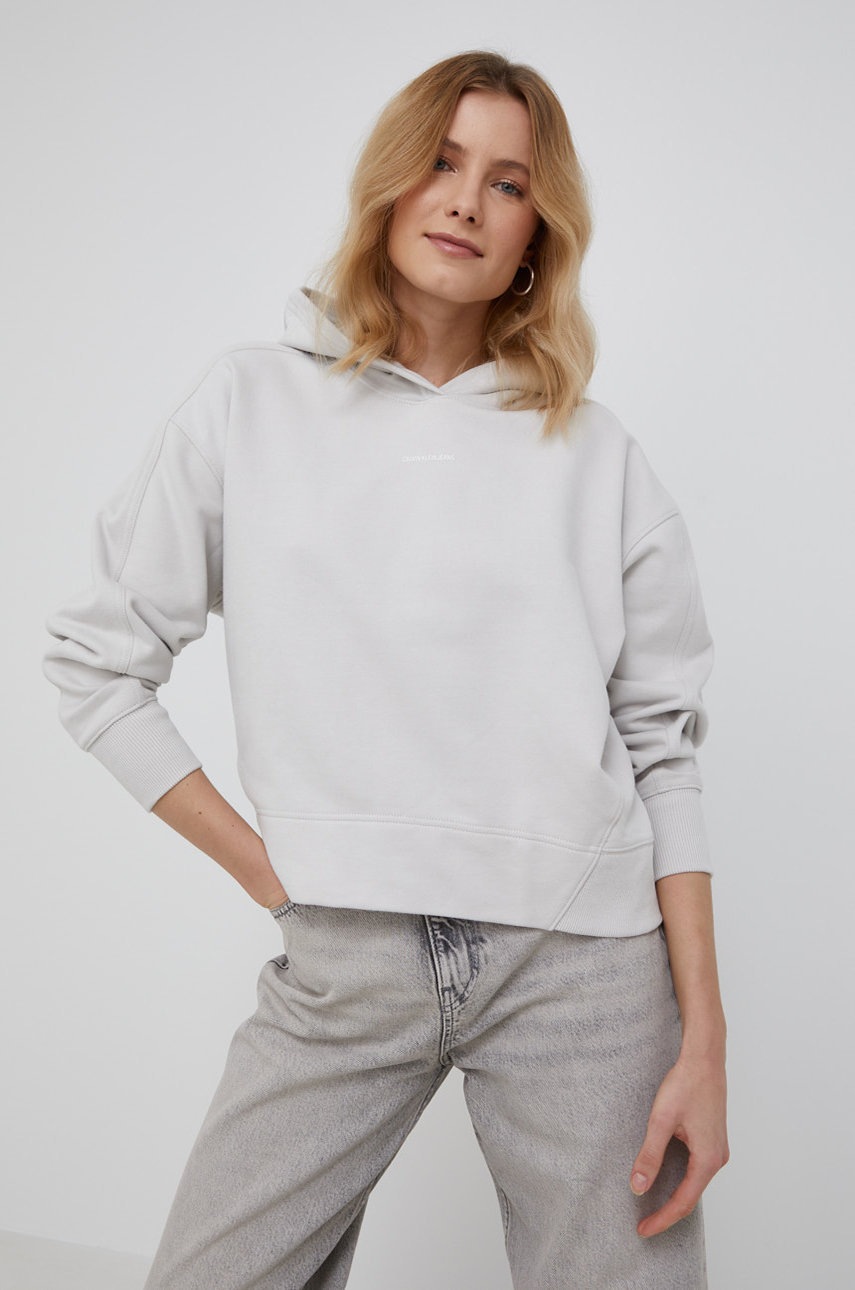 

Суичър Calvin Klein Jeans дамски в сиво с изчистен дизайн, Сив