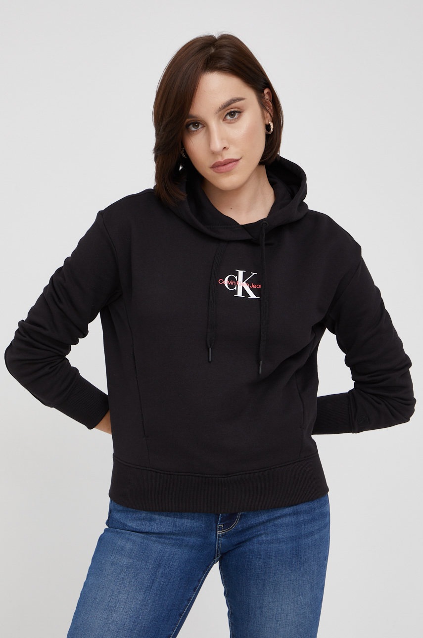 

Суичър Calvin Klein Jeans в черно с принт, Черен