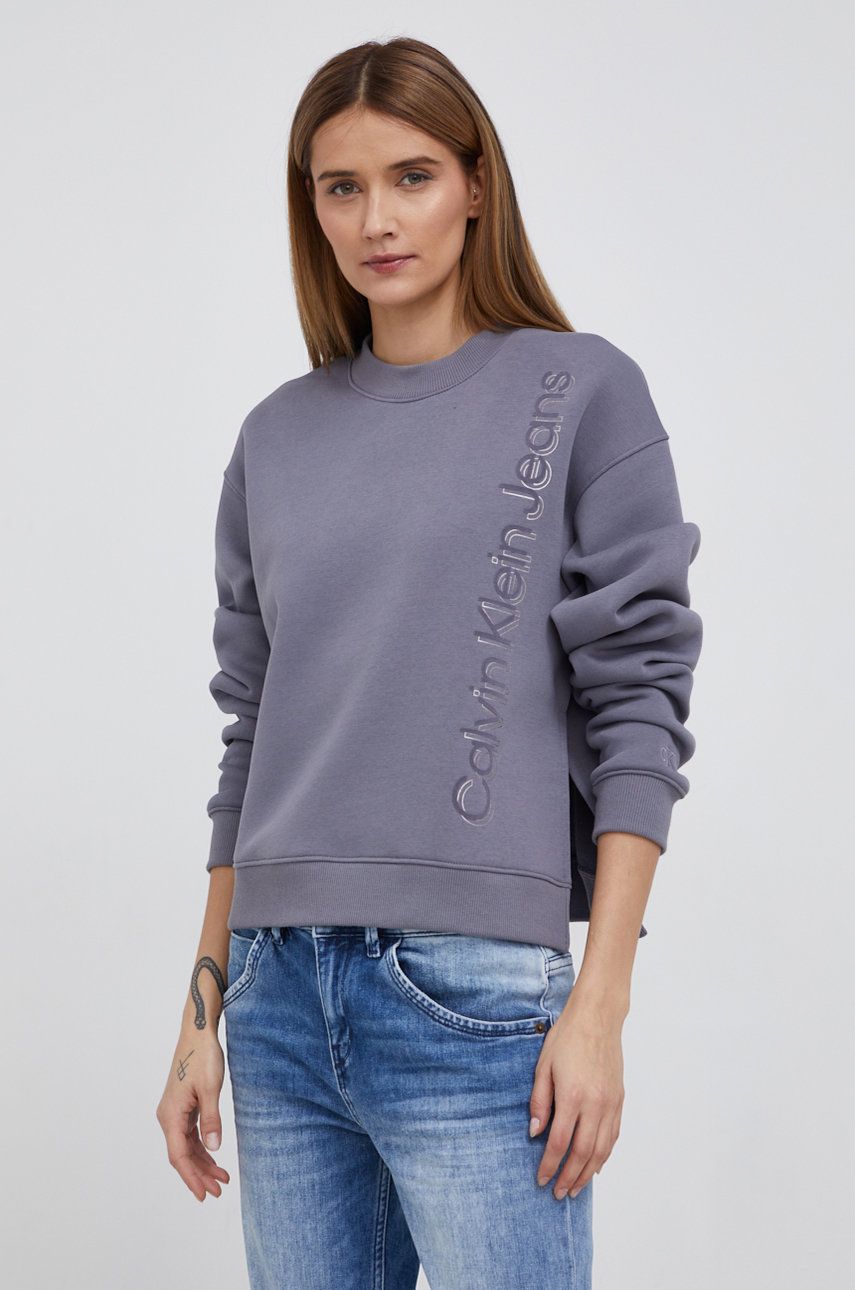 Calvin Klein Jeans Bluza damska kolor szary z nadrukiem