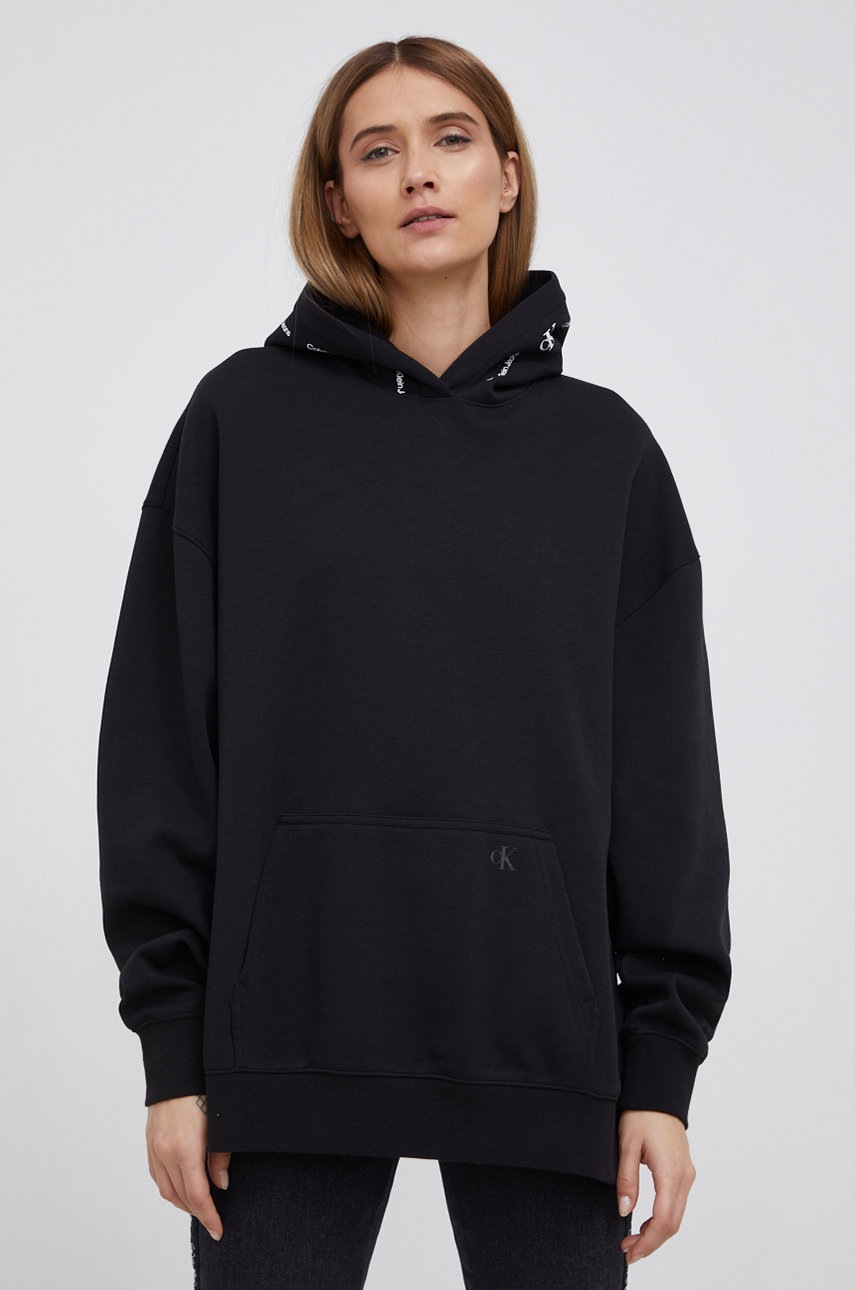 

Суичър Calvin Klein Jeans дамски в черно с изчистен дизайн, Черен