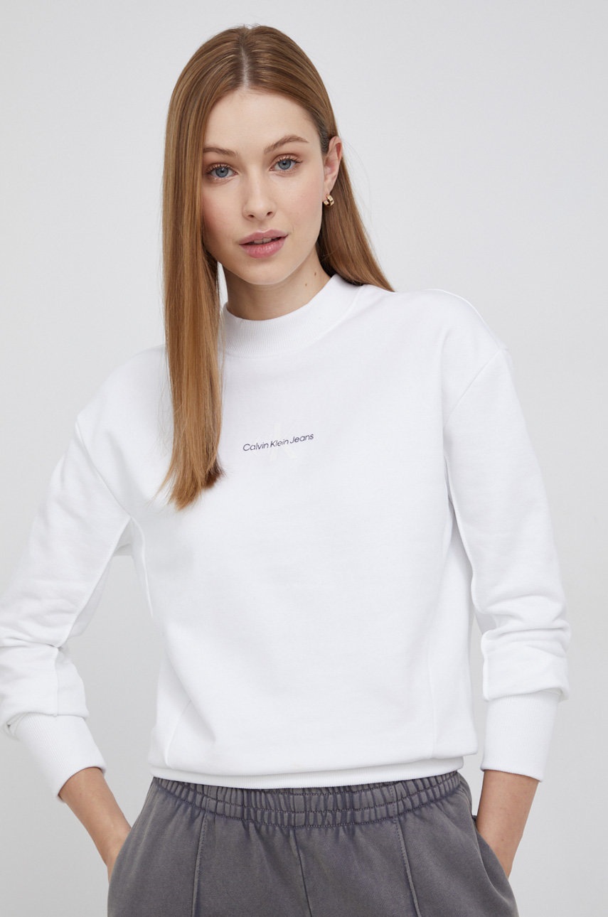 

Суичър Calvin Klein Jeans дамски в бяло с принт, Бял