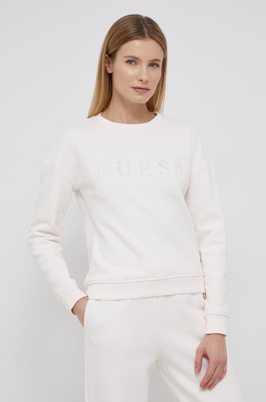

Суичър Guess дамски в розово с апликация, Розов