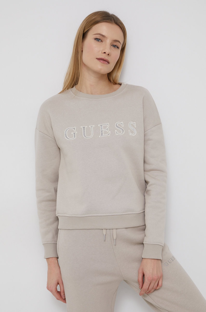 

Суичър Guess дамски в жълто с апликация, Бежов