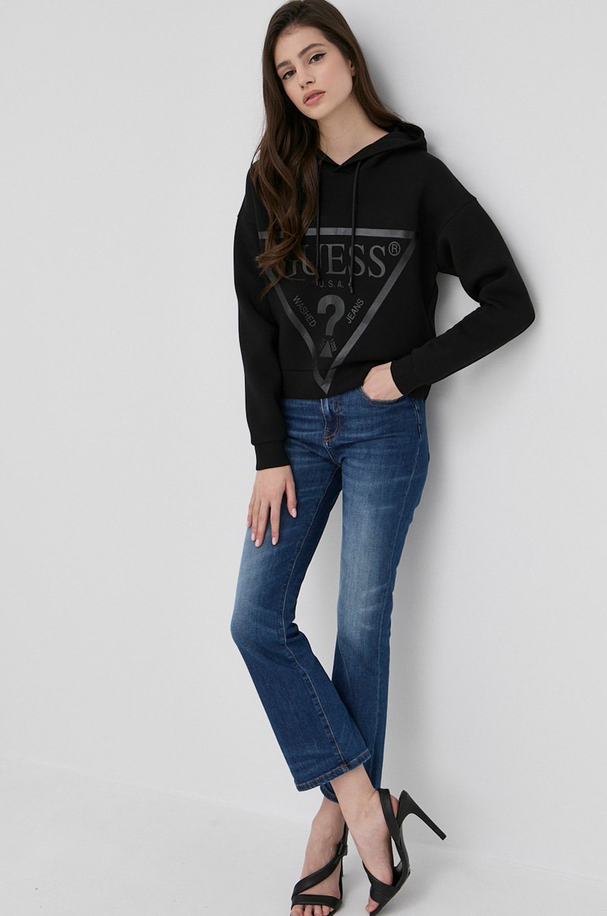 

Кофта Guess женская цвет чёрный с принтом