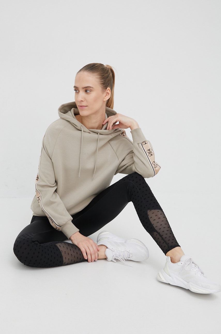 

Суичър Guess дамски в сиво с апликация, Бежов