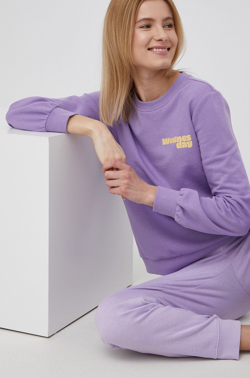 Only bluza femei, culoarea violet, cu imprimeu imagine reduceri black friday 2021 answear.ro