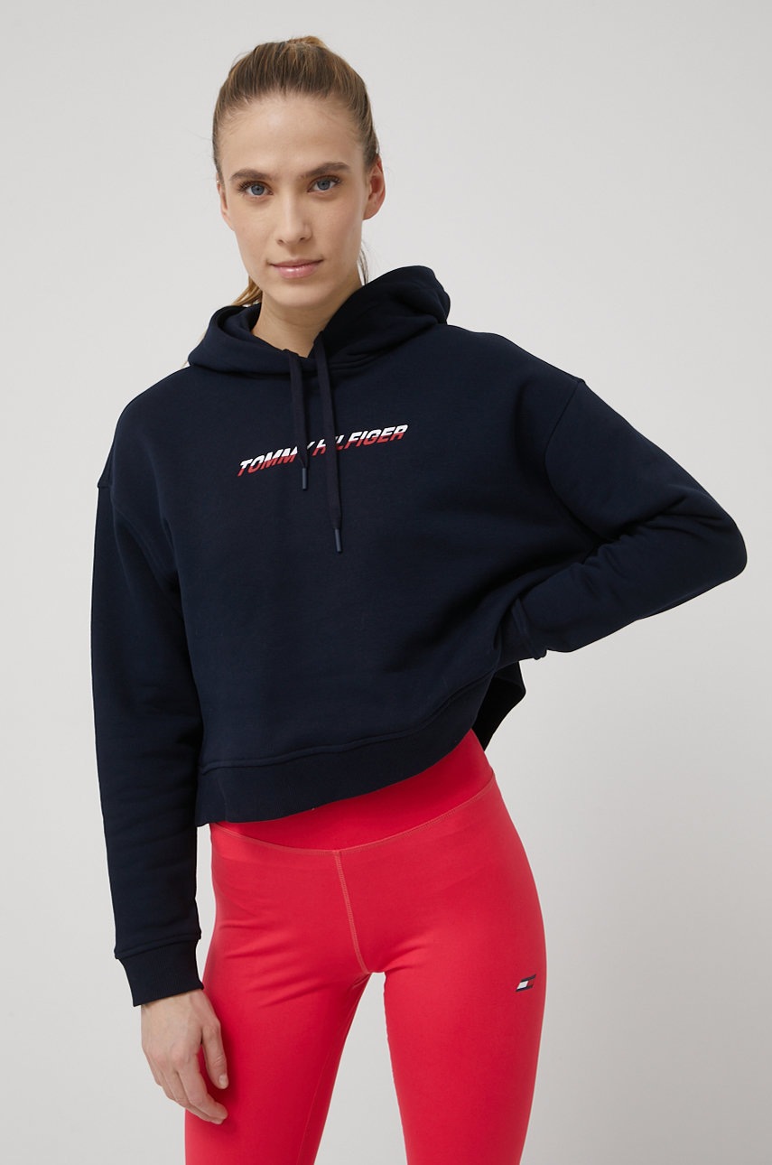 

Суичър Tommy Hilfiger дамска в тъмносиньо с принт, Тъмносин