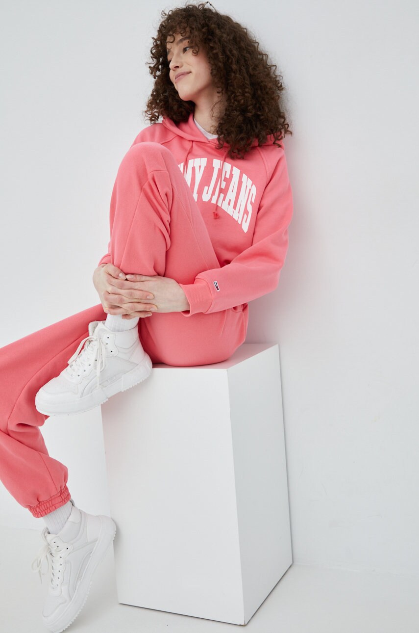 

Суичър Tommy Jeans в розово с принт, Розов