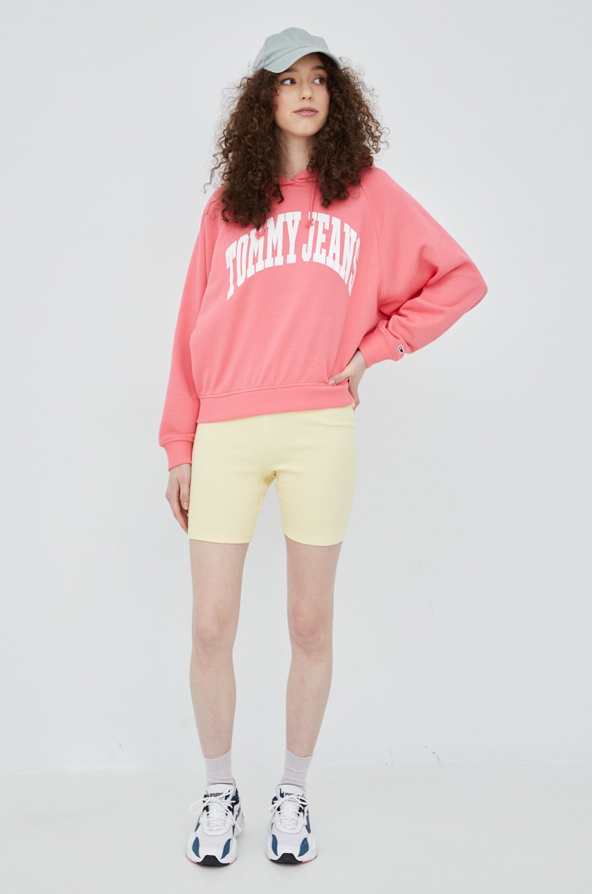 

Кофта Tommy Jeans женская цвет розовый с принтом