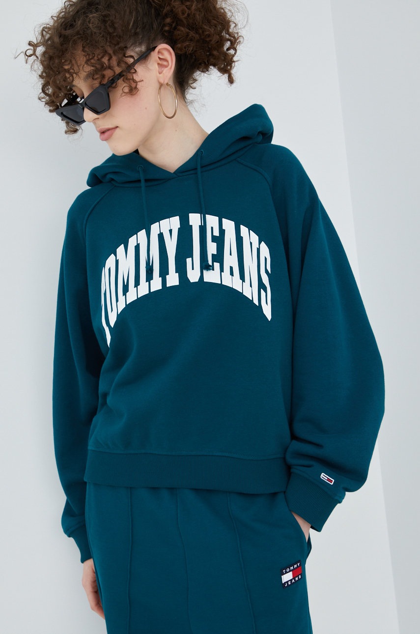 

Кофта Tommy Jeans жіноча колір зелений з принтом