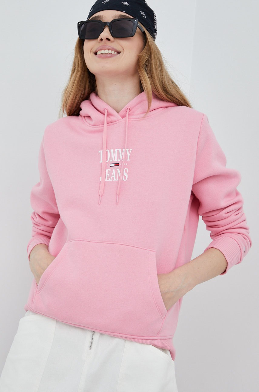 

Суичър Tommy Jeans в розово с принт, Розов