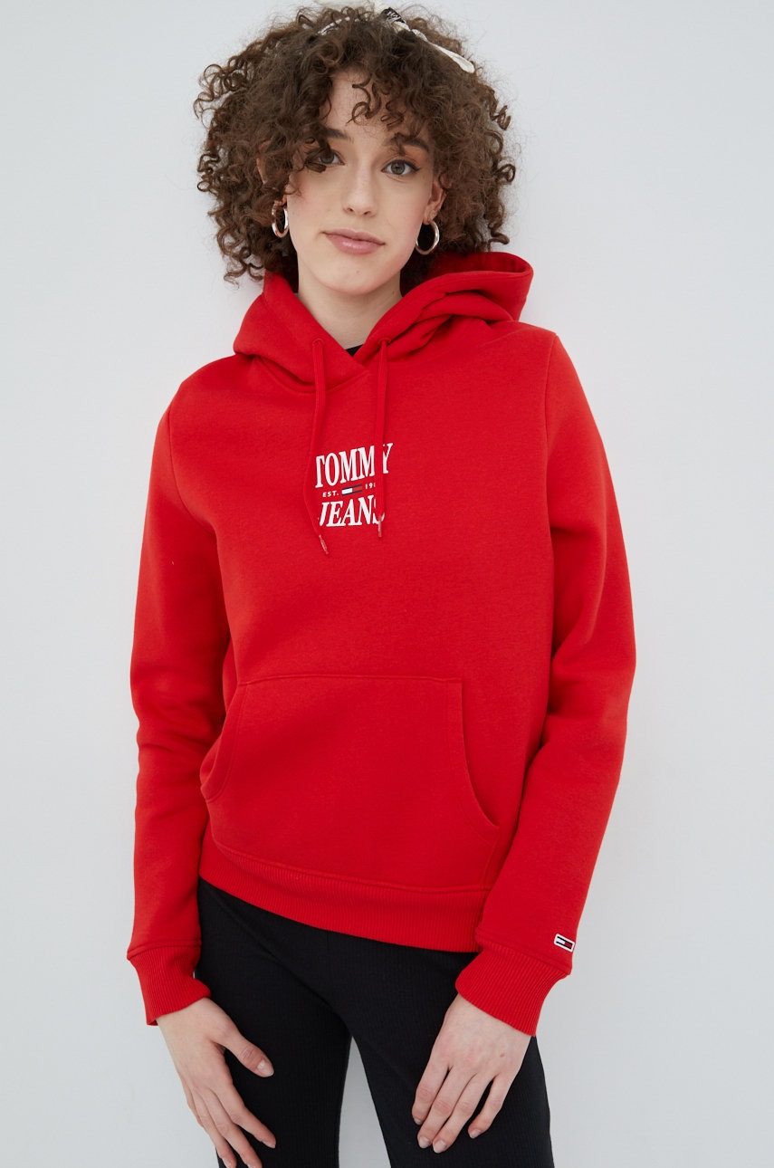 

Суичър Tommy Jeans в червено с принт, Червен